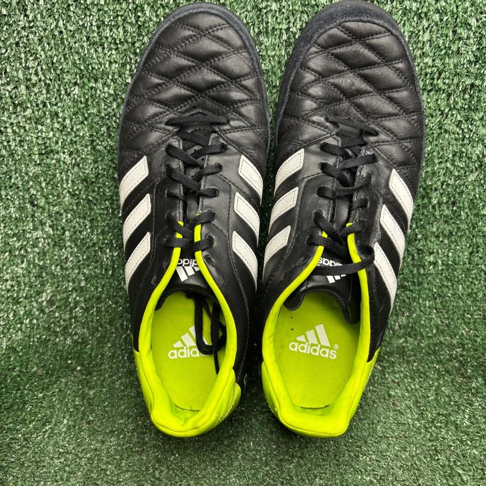 Adidas Adipure 11nova Soccer Cleats Quilted Leather Athletic Shoes Black Mens 10